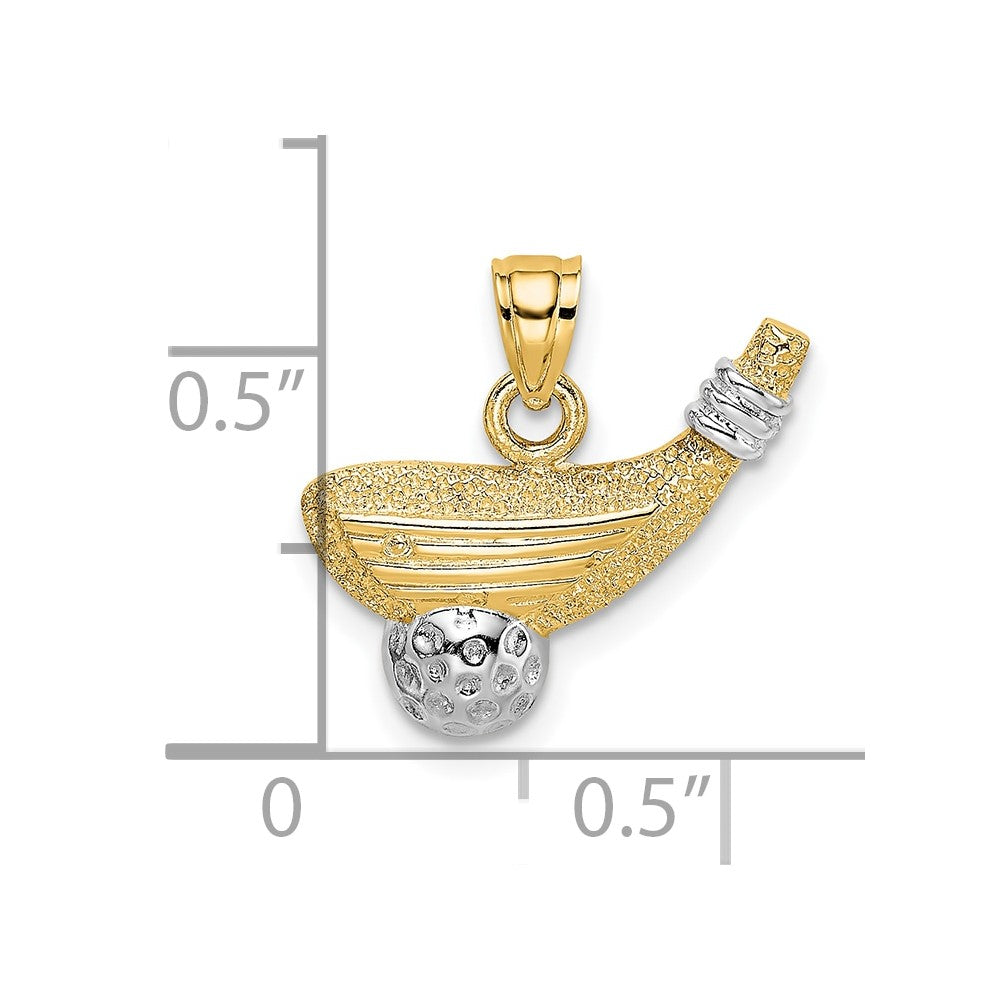 10K Gelb mit Rhodium Golf Club und Kugel Charm