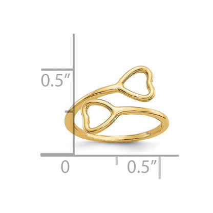 10K Gelbgold 10K Doppelt Herz Zehenring