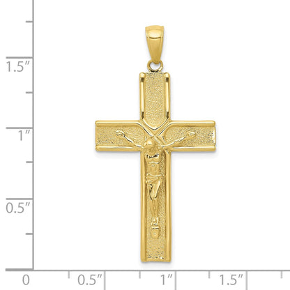10K Gelbgold Satiniert Finish Kruzifix Anhänger