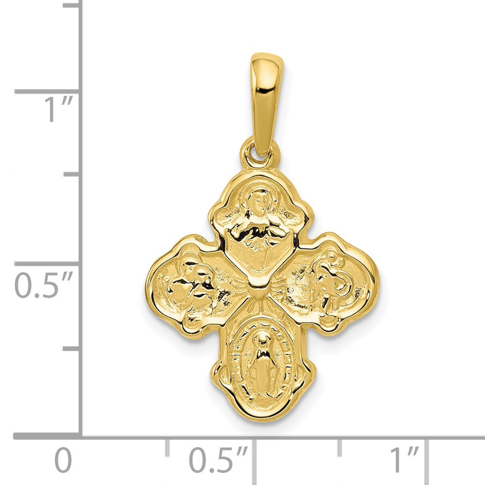 10K Gelbgold Vier Way Medaille Anhänger