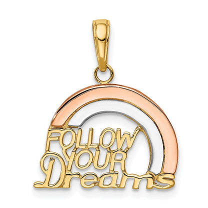 10K Bicolor Y& Roségold mit Rhodium Follow Your Dreams Regenbogen Anhänger