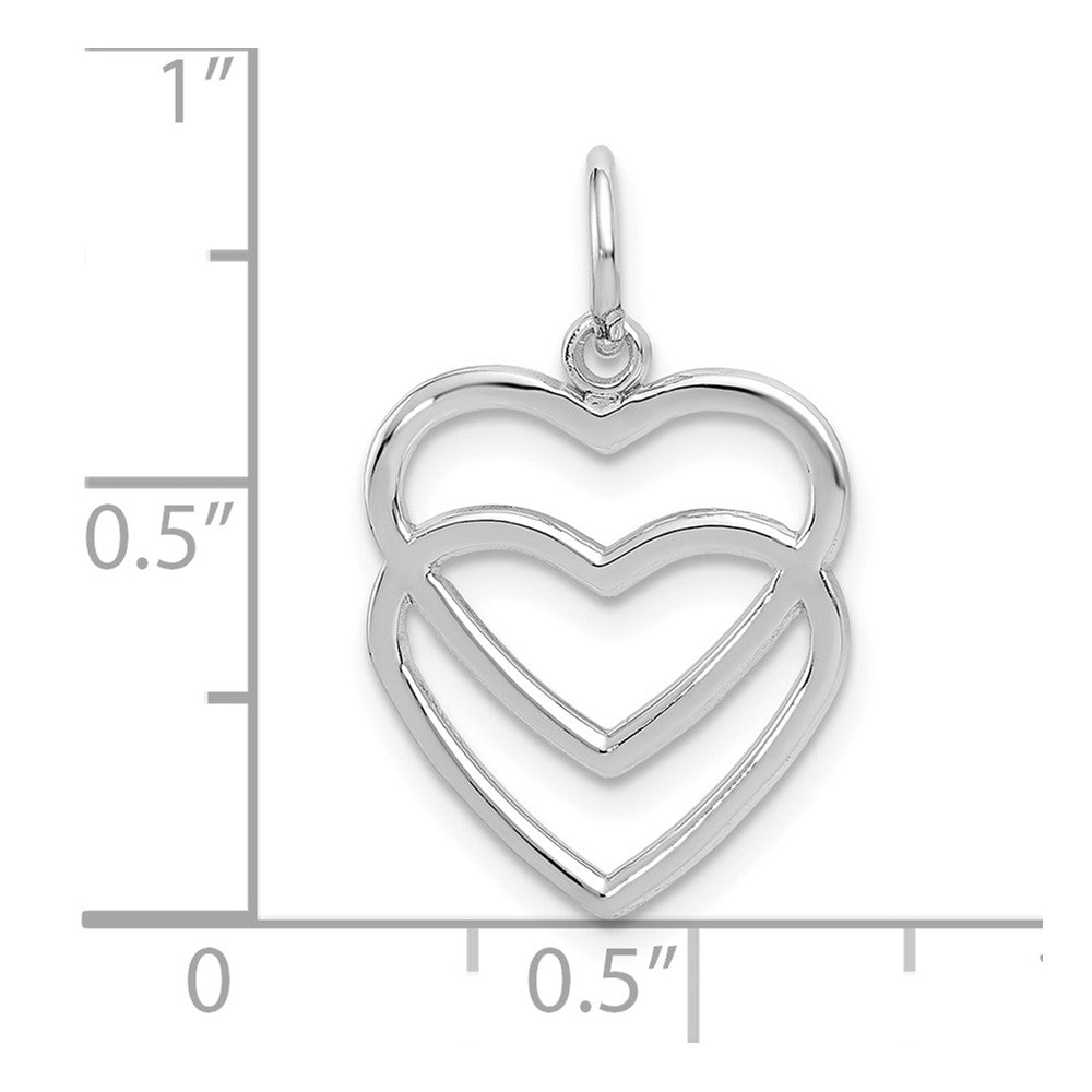 10K Weißgold Wg Doppelt Herz Charm