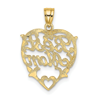 10K Gelbgold Beste Mama Herz Charm