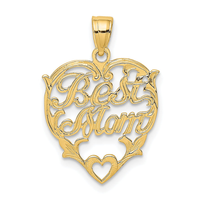 10K Gelbgold Beste Mama Herz Charm