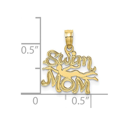 10K Gelbgold 10K Swim Mama mit Swimmer Charm