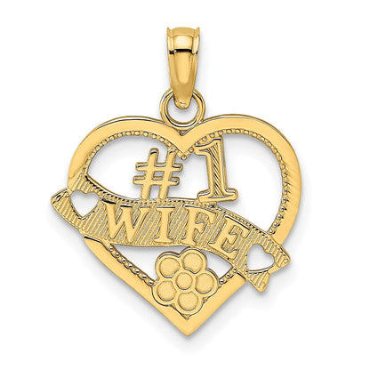 10K Gelbgold 10K #1 Wife Herz Anhänger