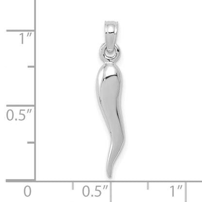 10K Weißgold Mittel 3d Italienisch Horn Anhänger