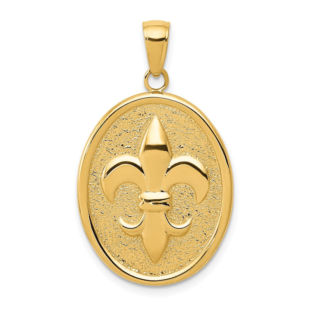 10K Gelbgold Fleur-de-lis auf Oval Disk Anhänger