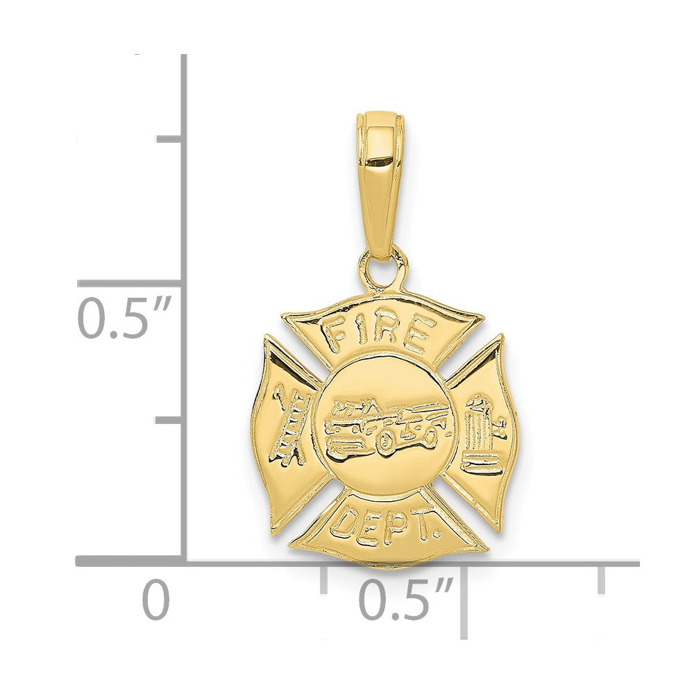 10K Gelbgold Feuer Dept Shield Anhänger