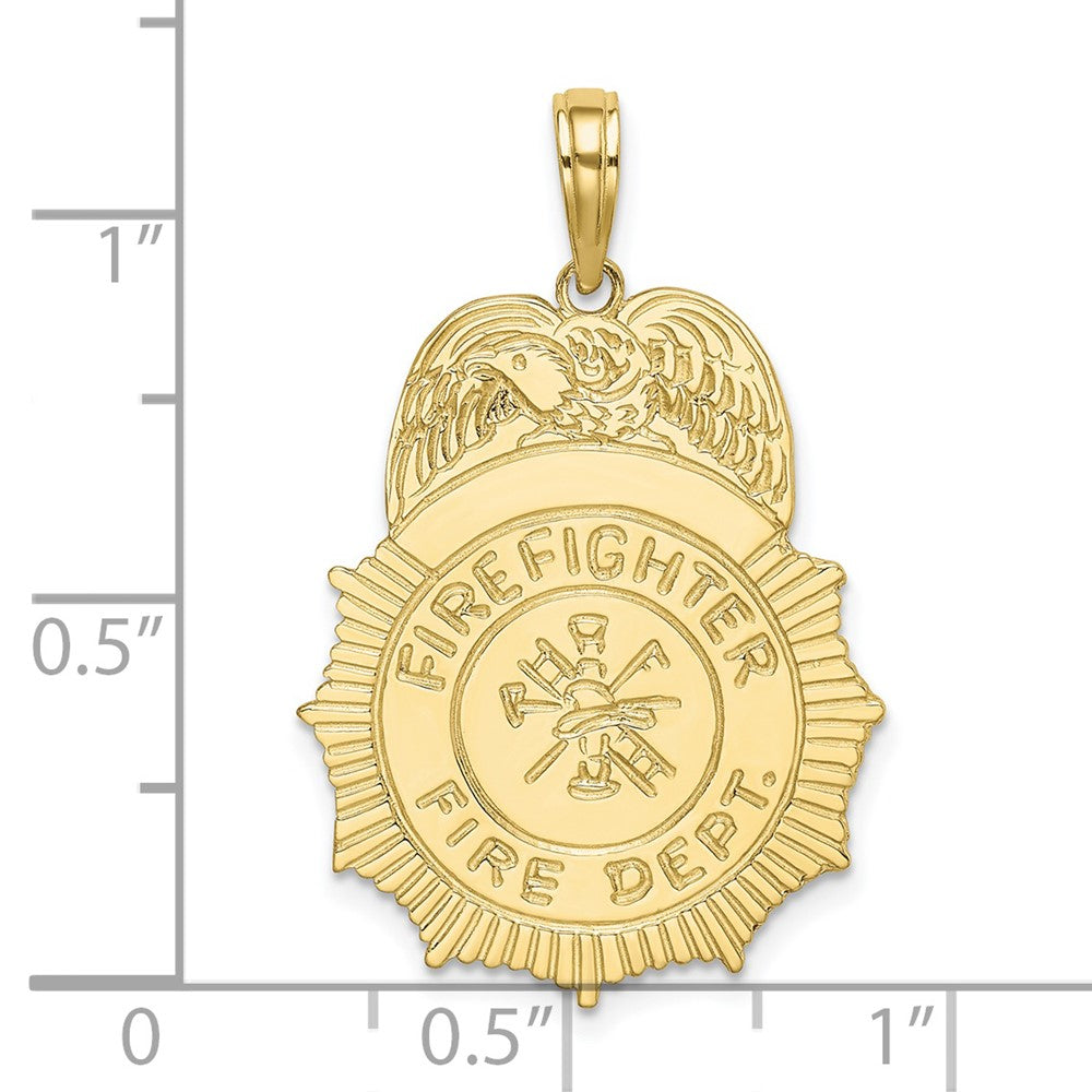 10K Gelbgold Firefighter Feuer Dept. Abzeichen Charm