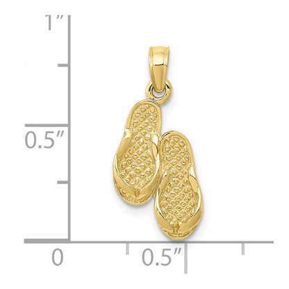 10K Gelbgold 3d Flip Flops Anhänger