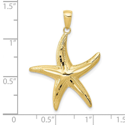 10K Gelbgold 10K Diamantiert Seestern Anhänger