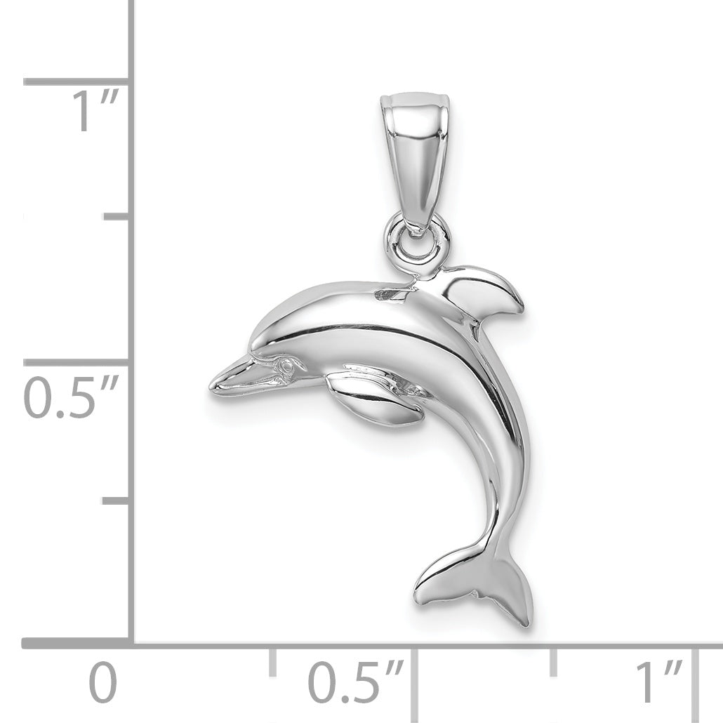 10K Weißgold Springend Delfin Anhänger