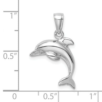 10K Weißgold Springend Delfin Anhänger