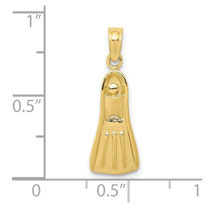 10K Gelbgold 10K 3d Scuba Flipper Anhänger