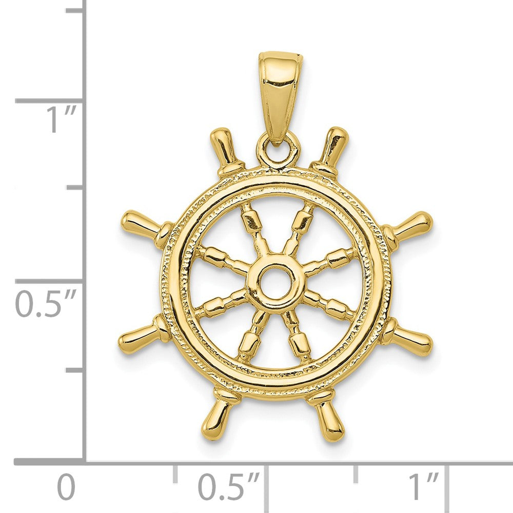 10K Gelbgold 10K 3d Ships Rad Anhänger