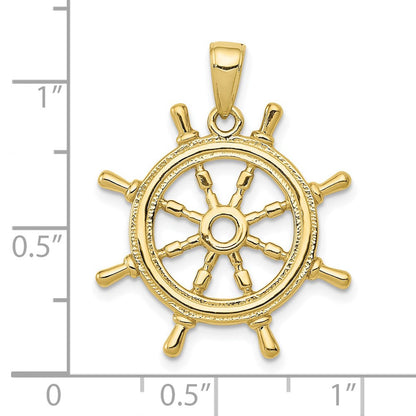 10K Gelbgold 10K 3d Ships Rad Anhänger