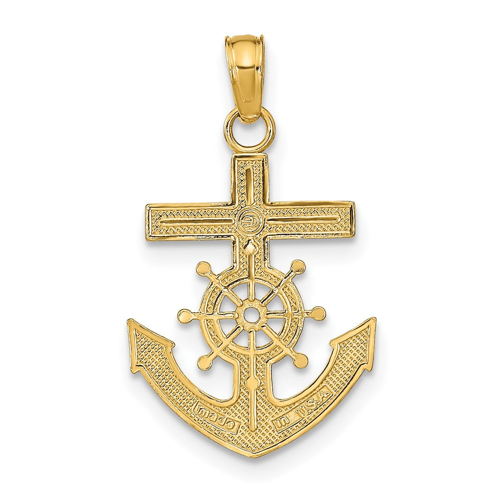 10K Gelbgold Marine Kreuz Anhänger