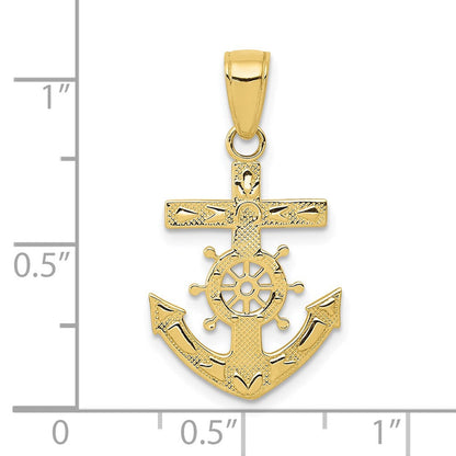 10K Gelbgold Marine Kreuz Anhänger
