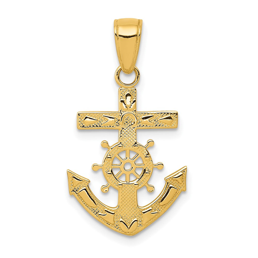 10K Gelbgold Marine Kreuz Anhänger