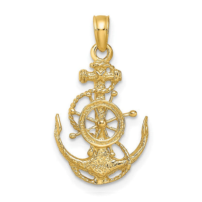 10K Gelbgold Klein Anker mit Rad Anhänger