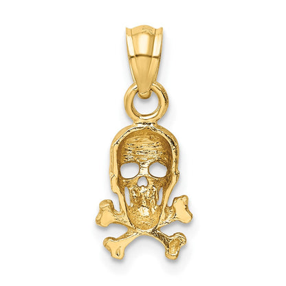 10K Gelbgold 10K Totenkopf und Kreuz Bones Anhänger