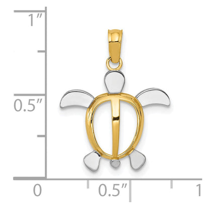 10K Gelb mit Rhodium 10K Schildkröte Anhänger