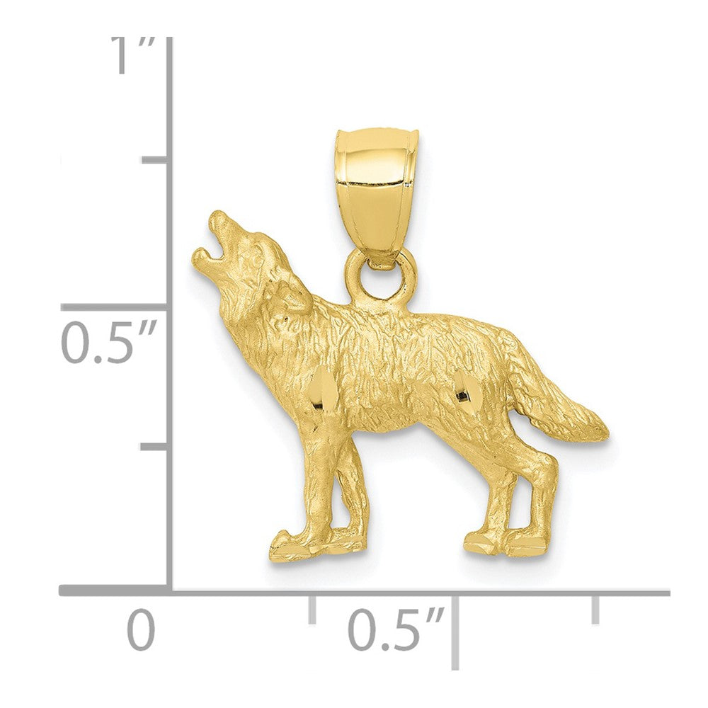 10K Gelbgold 10K Diamantiert Wolf Anhänger