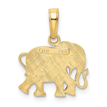 10K Gelbgold Strukturiert Elefant Anhänger