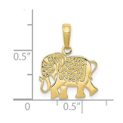 10K Gelbgold Strukturiert Elefant Anhänger