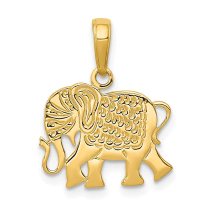 10K Gelbgold Strukturiert Elefant Anhänger