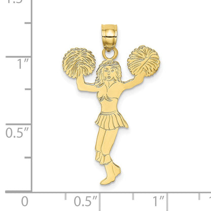 10K Gelbgold Cheerleader mit Pom-poms Charm