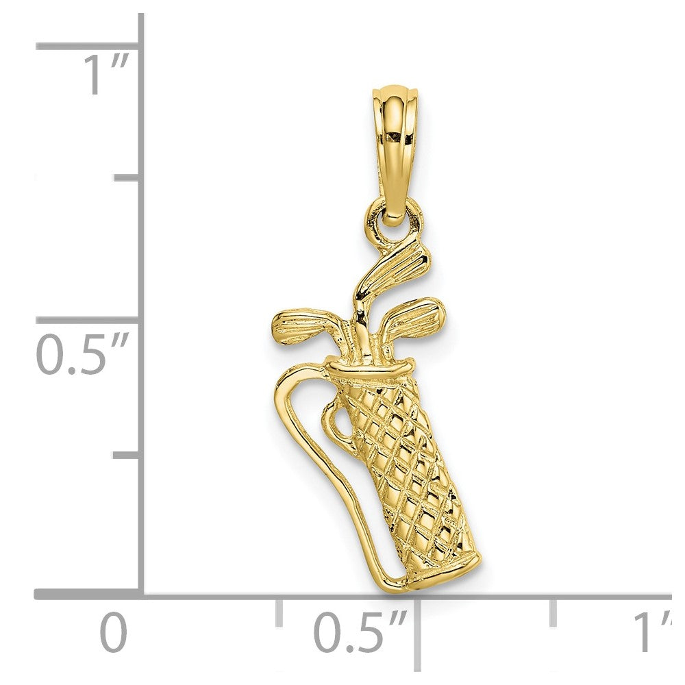 10K Gelbgold Golf Bag mit Clubs Charm