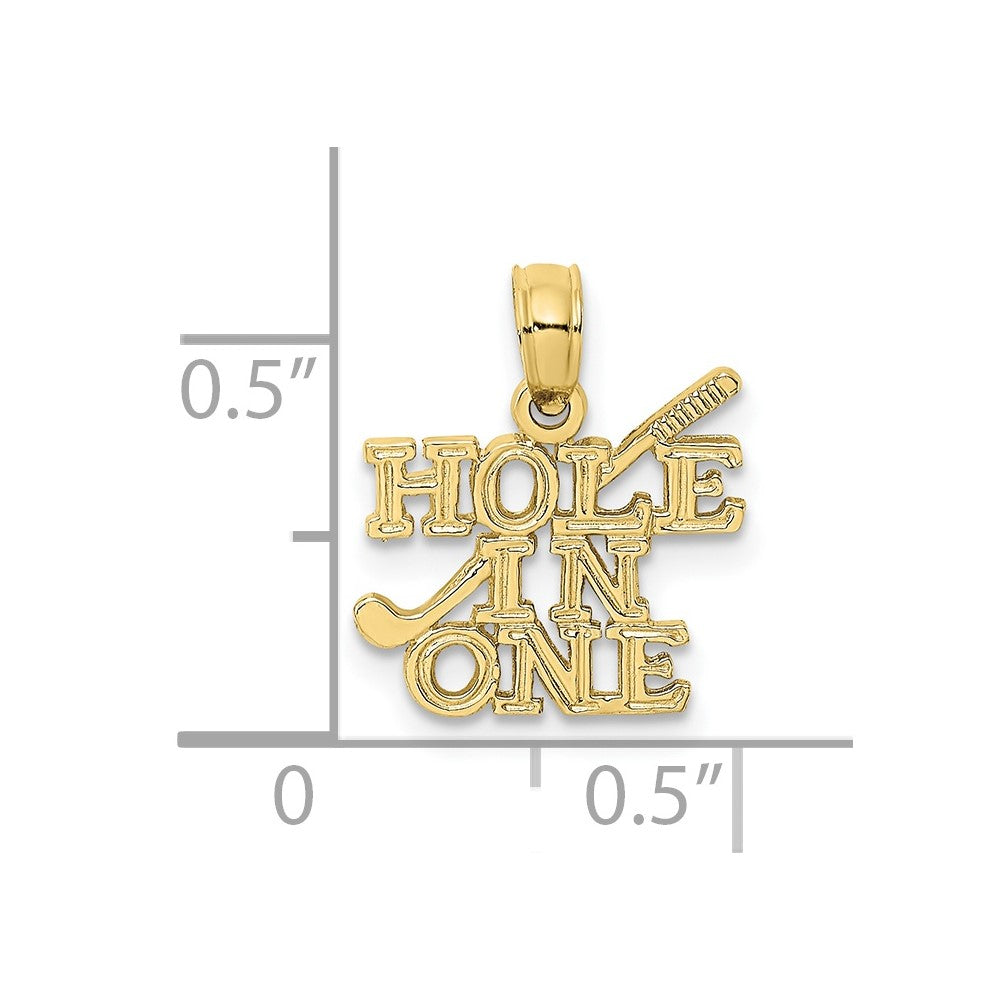 10K Gelbgold 10K Hole in Ein mit Golf Club Charm