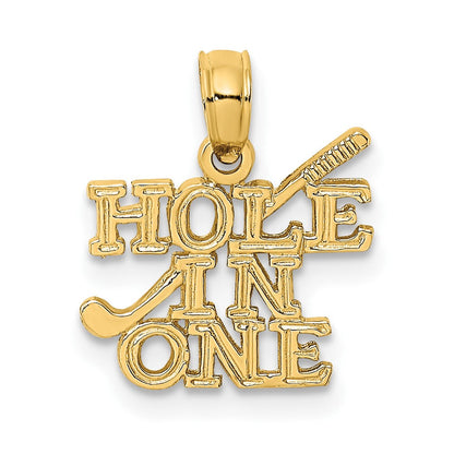 10K Gelbgold 10K Hole in Ein mit Golf Club Charm