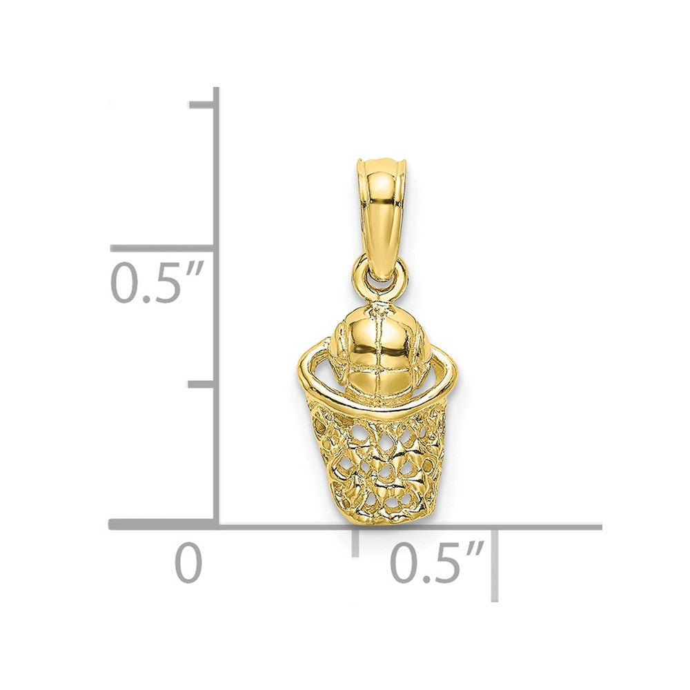 10K Gelbgold Basketball mit Net Charm