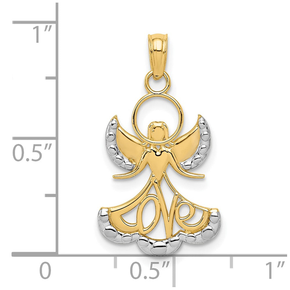 10K Gelb mit Rhodium Liebe Engel Anhänger