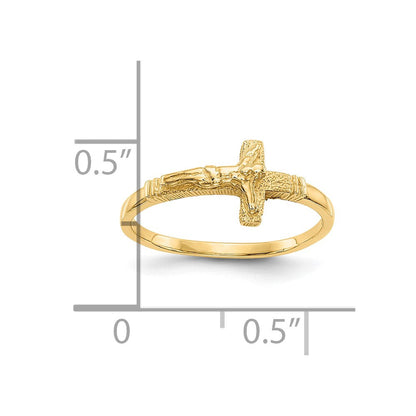 10K Gelbgold 10K Satiniert Finish Childs Kruzifix Ring
