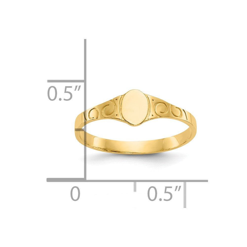 10K Gelbgold Poliert Oval Kind Siegel Ring