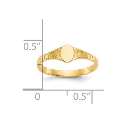 10K Gelbgold Poliert Oval Kind Siegel Ring
