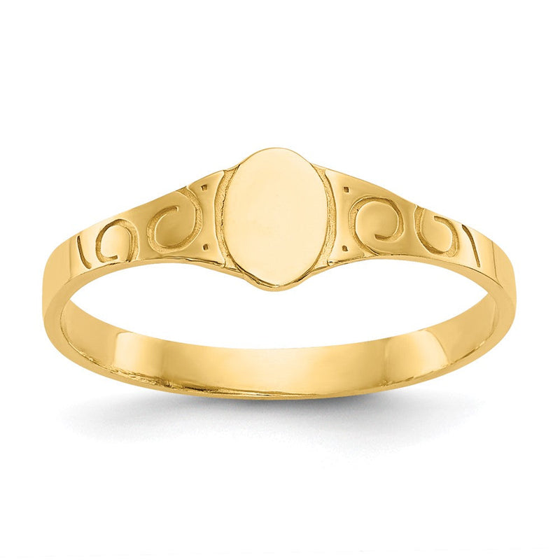 10K Gelbgold Poliert Oval Kind Siegel Ring