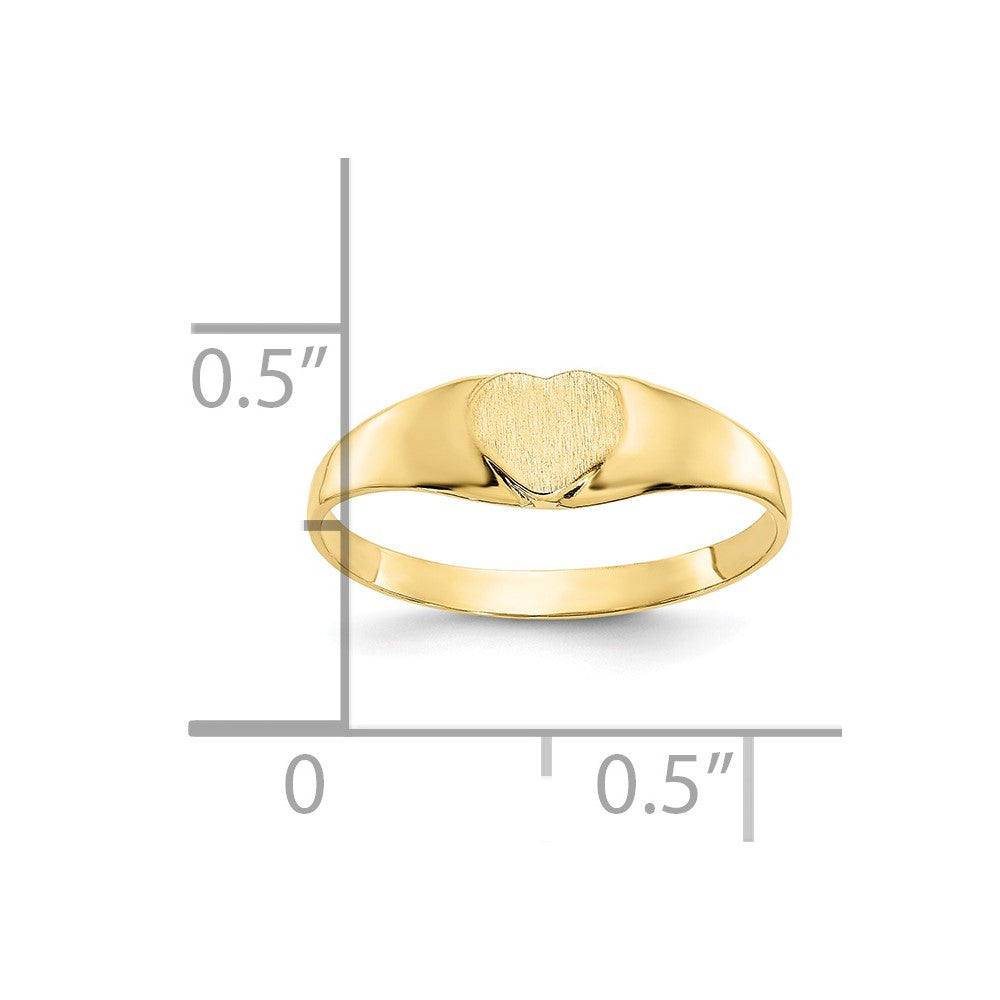 10K Gelbgold Satiniert Kind Herz Siegel Ring