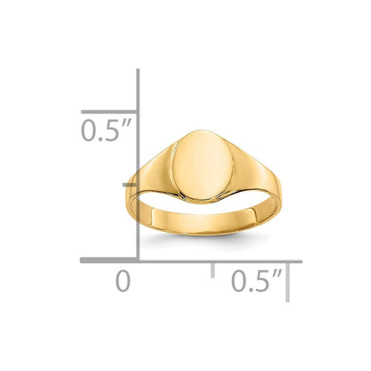 10K Gelbgold Hoch Poliert Oval Baby Siegel Ring