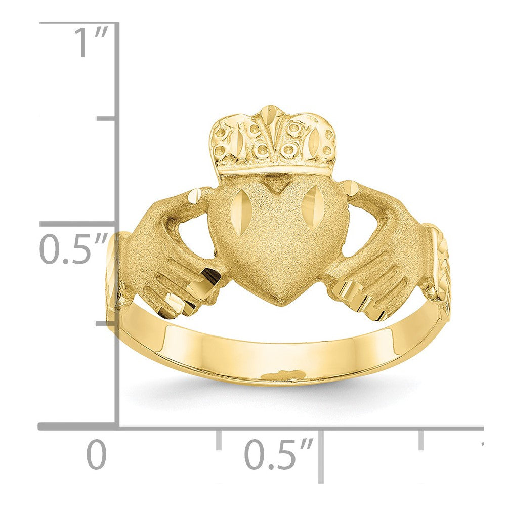 10K Gelbgold Poliert Herren Claddagh Ring
