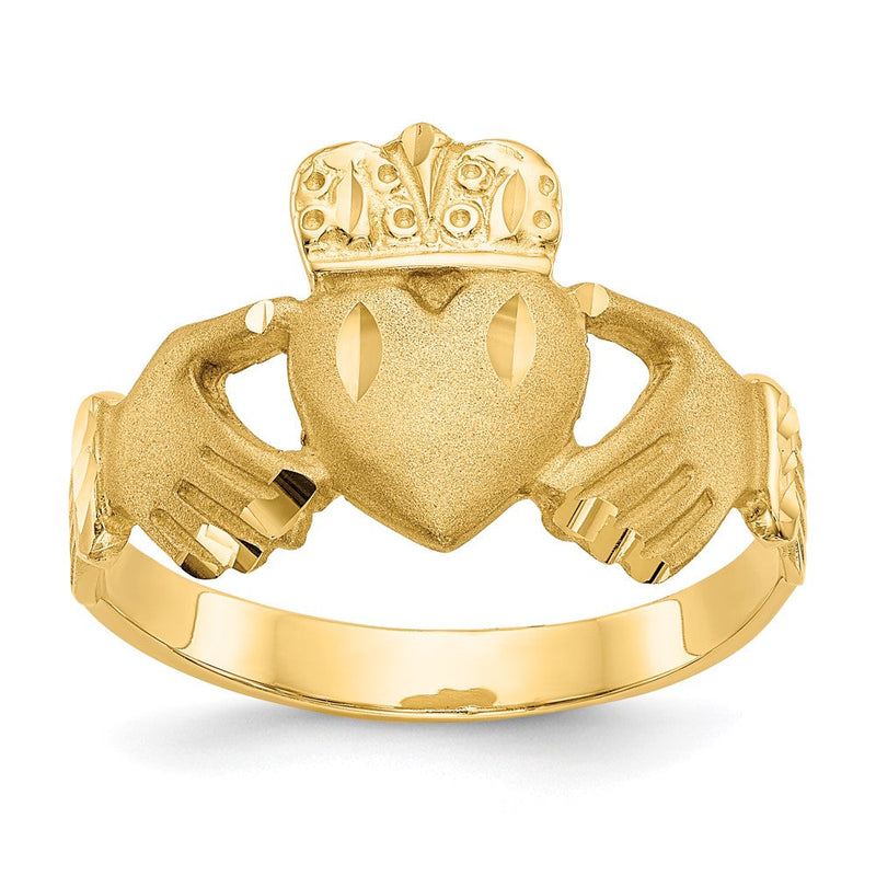 10K Gelbgold Poliert Herren Claddagh Ring