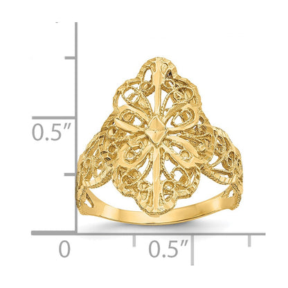 10K Gelbgold 10K Diamantiert Filigran Ring