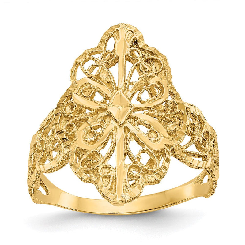 10K Gelbgold 10K Diamantiert Filigran Ring