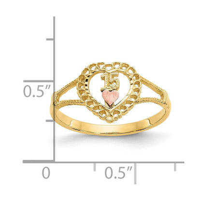 10K Bicolor 10K 15 Herz Ring