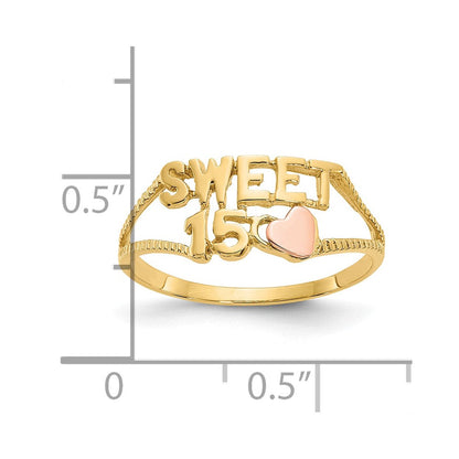 10K Bicolor 10K Süß 15 Herz Ring
