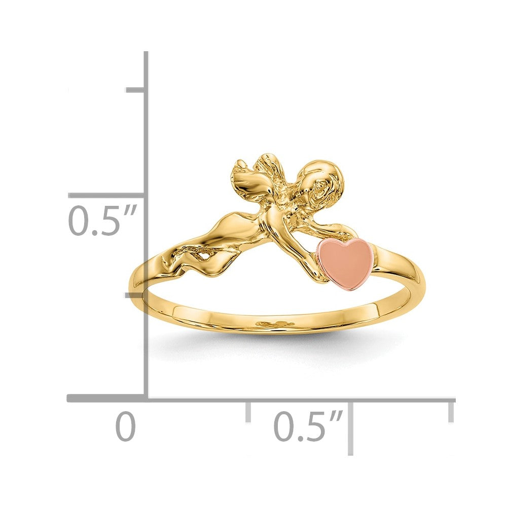 10K Bicolor 10K Engel & Satiniert Herz Ring